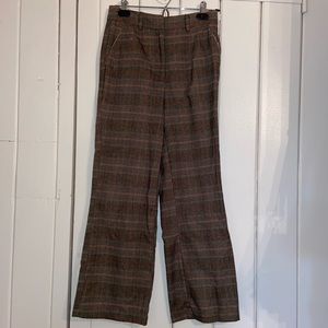 Plaid wide leg pant